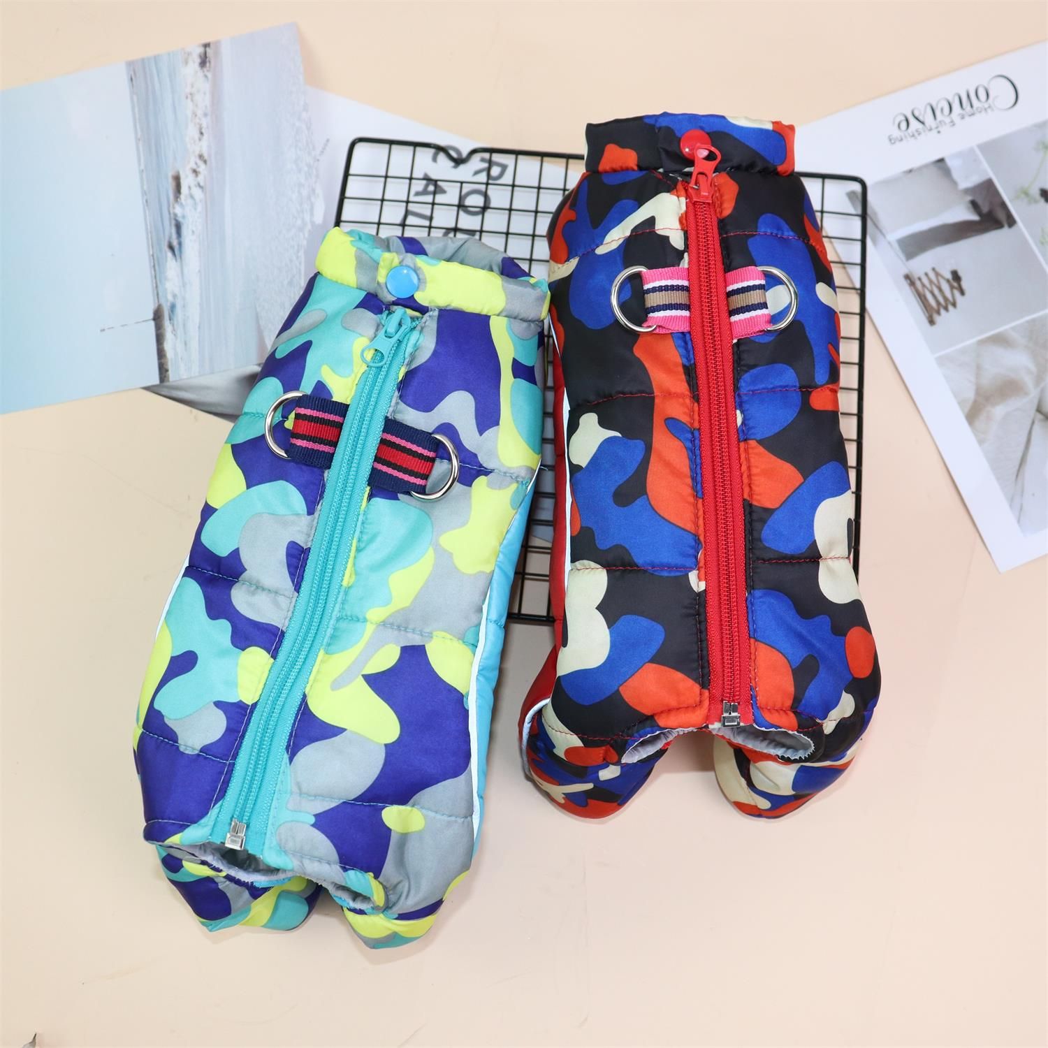 Dog Clothes Brand Waterproof Four Legged Jacket Camouflage Belly Blue view 4