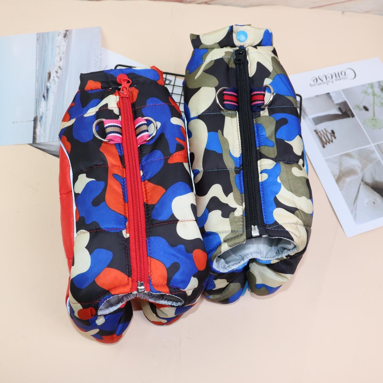 Dog Clothes Brand Waterproof Four Legged Jacket Camouflage Belly Blue view 6