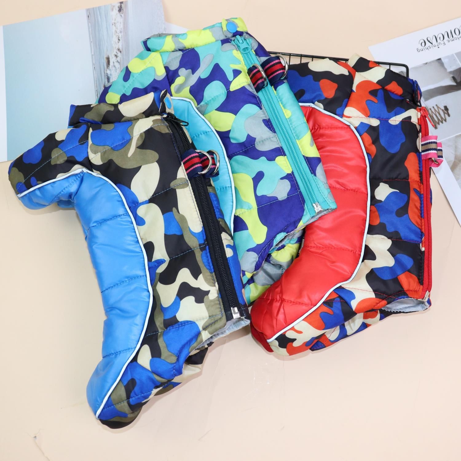 Dog Clothes Brand Waterproof Four Legged Jacket Camouflage belly light blue view 3
