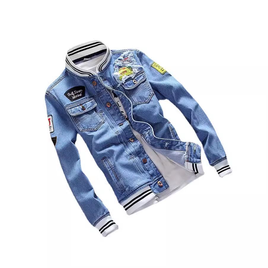 Aishini Men Jacket Spring Autumn Slim Fit Cotton Blue 4XL view 6