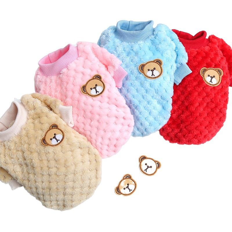 Shine Pet Clothes Coral Fleece Two Leg Dog Cat 285 pineapple foundation bear view 2