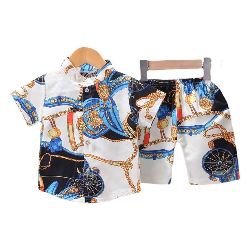 Bug Yipai Boys Summer Cotton 2 Piece Set Short Sleeve Light Blue 90cm view 2
