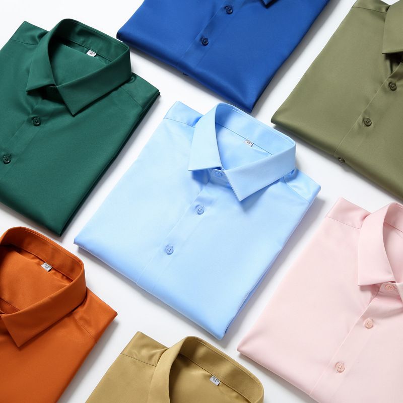 QIDEN Men's Short Sleeve Slim Fit No Iron Polyester... D2128-2 42 view 2