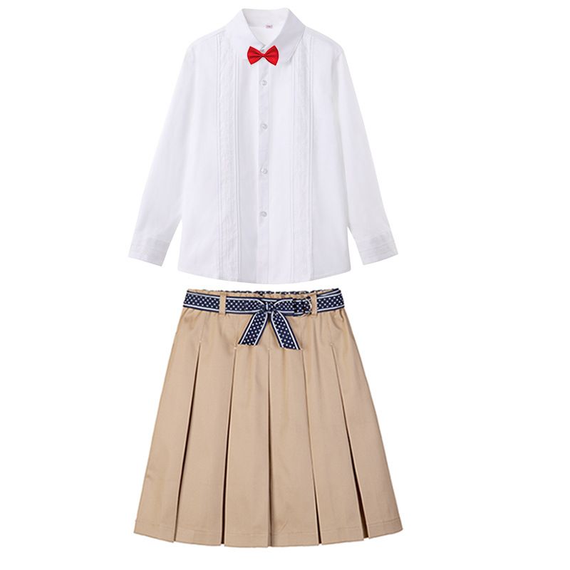 Girls Pleated Skirt Cool taixin yan Khaki Blue short sleeve 160cm view 2