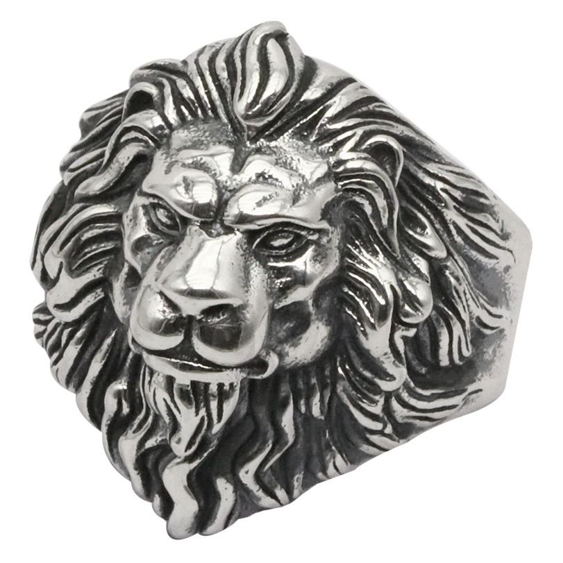 Chiba Men Lion Ring Copper Adjustable TJ-241 Lion's Head Ring Opening adjustable view 2