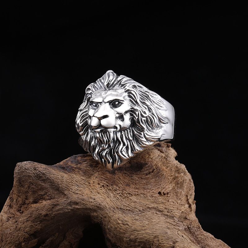 Chiba Men Lion Ring Copper Adjustable TJ-241 Lion's Head Ring Opening adjustable view 3