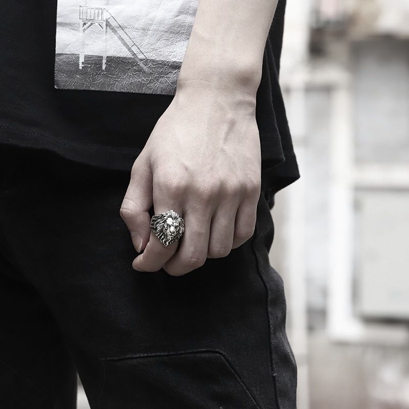 Chiba Men Lion Ring Copper Adjustable TJ-241 Lion's Head Ring Opening adjustable view 4