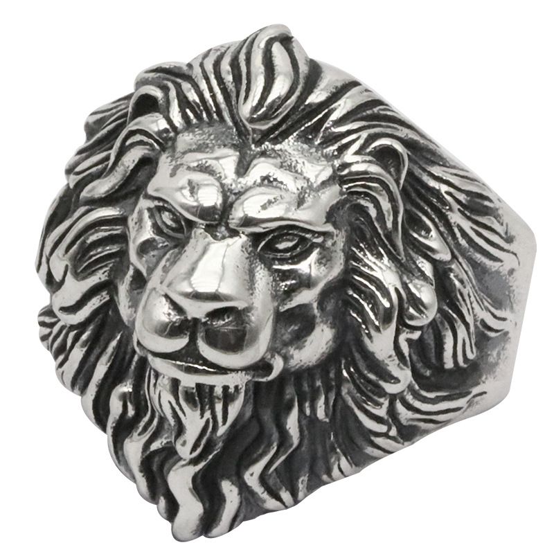 Chiba Men Lion Ring Copper Adjustable TJ-241 Lion's Head Ring Opening adjustable view 6