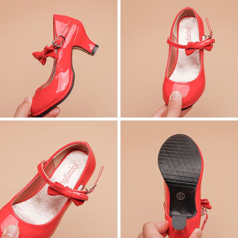 Girls Princess Shoes Bella Newman Red PU Ballet FKH-2 Red 31 yards view 2