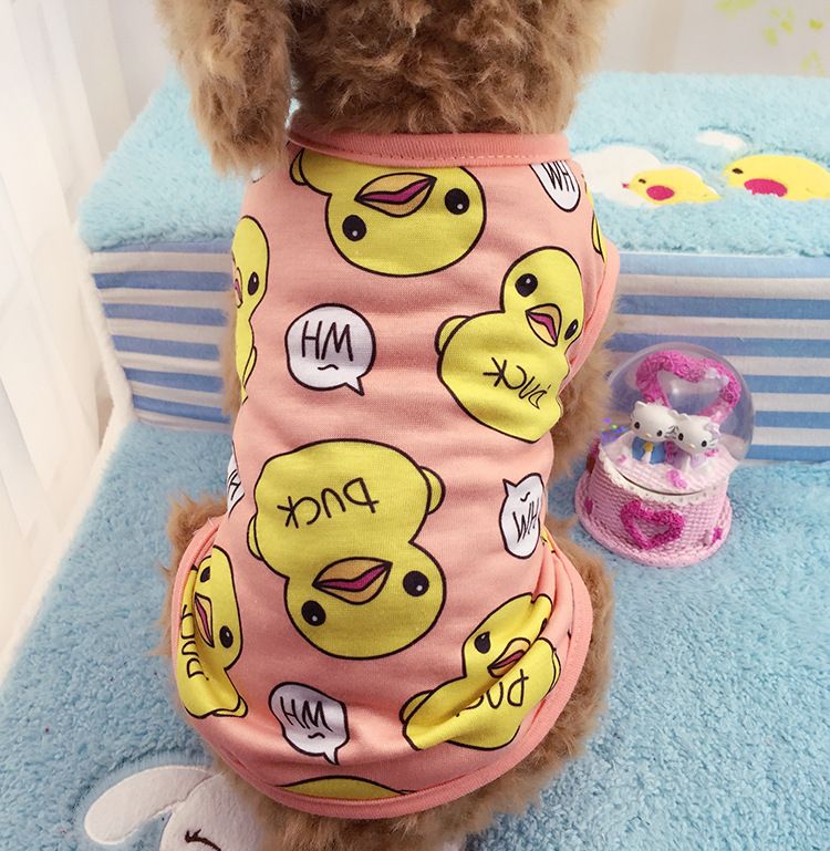 Shine Pet Sweatshirt Cartoon Print Two Leg Spring and summer vest yellow — image 1