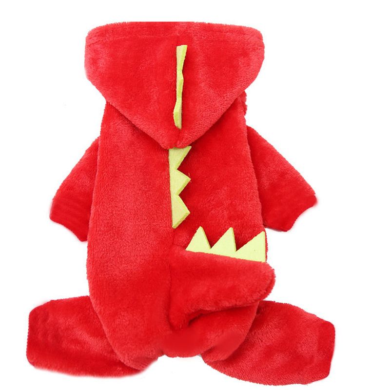 Shine Pet Four Legged Dinosaur Clothes Coral Fleece two-leg hooded flange view 4