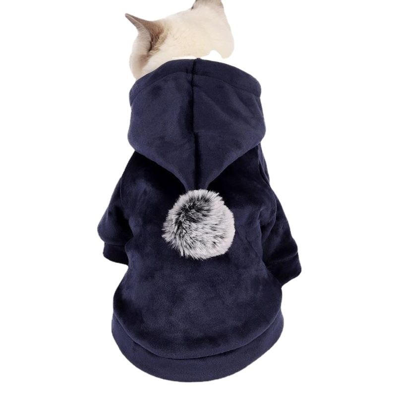 Pretty Pet Cat Dog Sweater Coral Fleece British Thick Green mink velvet S back view 2