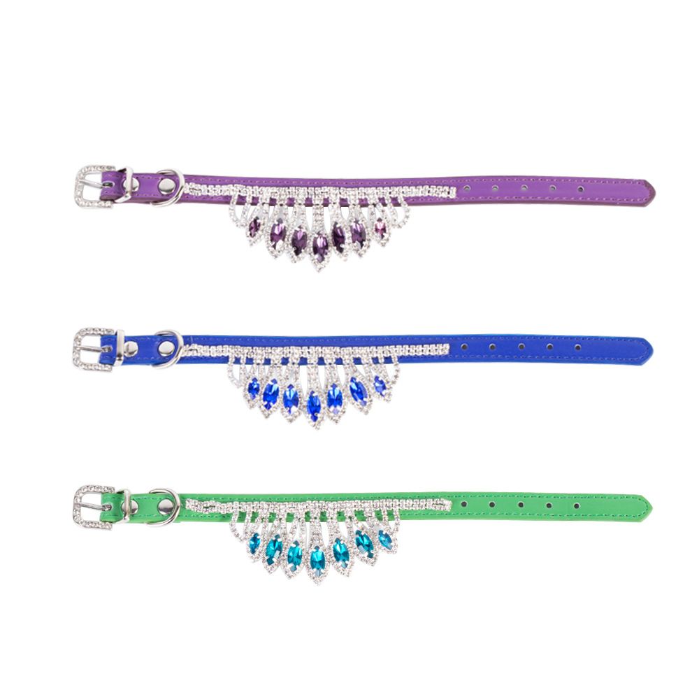 Dog Collar Mountain and water PU Princess Style Green M# 1.3cm wide * 35cm view 3