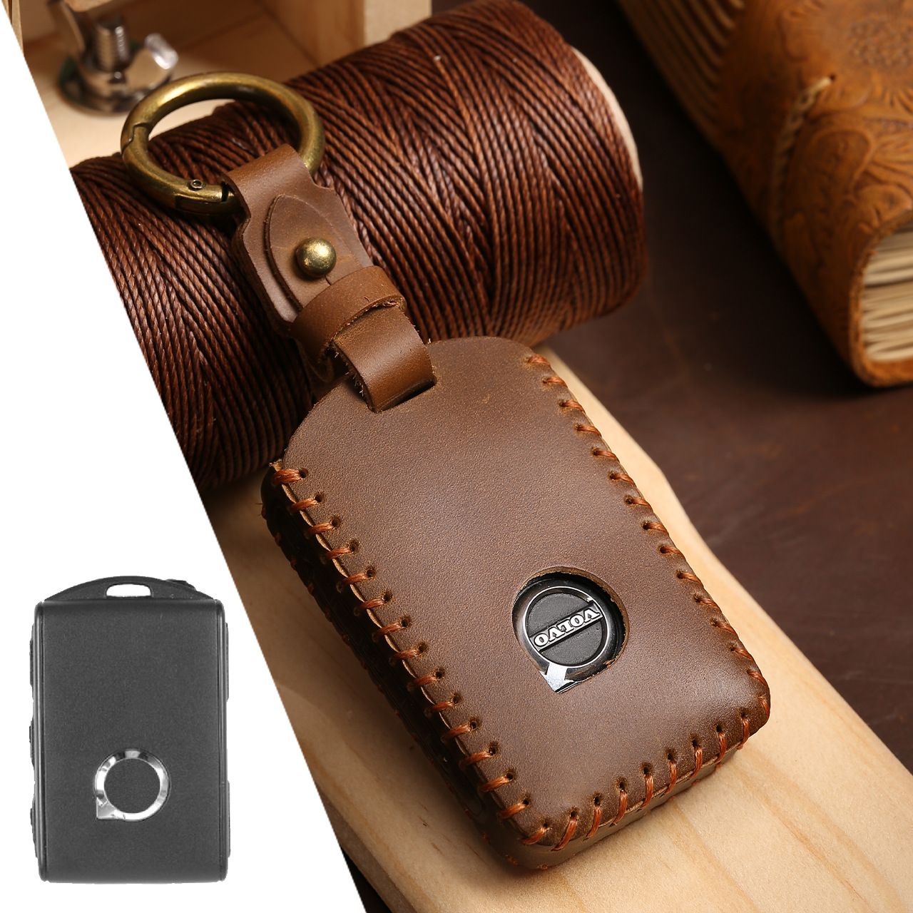 Volvo XC60 S90 Leather Key Cover Navigator Brown — image 1