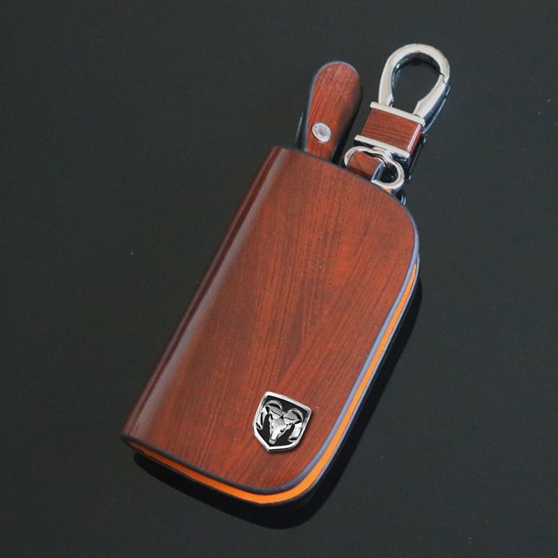 Dodge Leather Key Case Wood Grain Brown Without label Wood Grain Bag-(Black) view 2