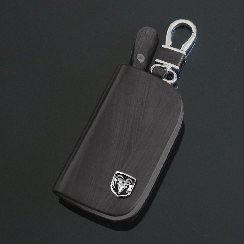 Dodge Leather Key Case Wood Grain Brown Without label Wood Grain Bag-(Black) view 3