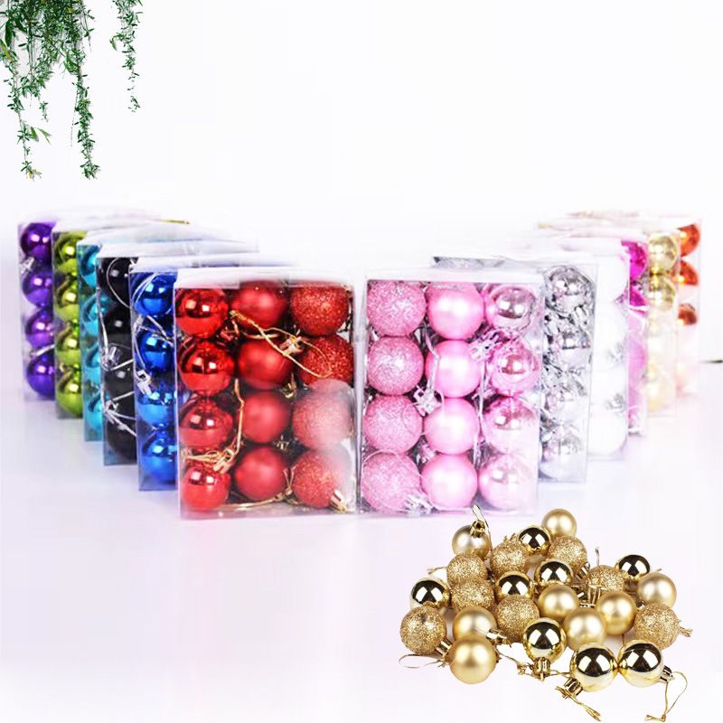 Plastic Christmas Decoration Balls 3cm 24 Pack Degree 3cm Rose Red 24 Pack view 2