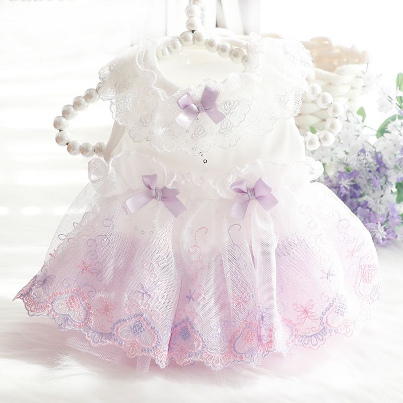 Accope Pet Dress Cotton Princess Style Summer Purple XS view 2
