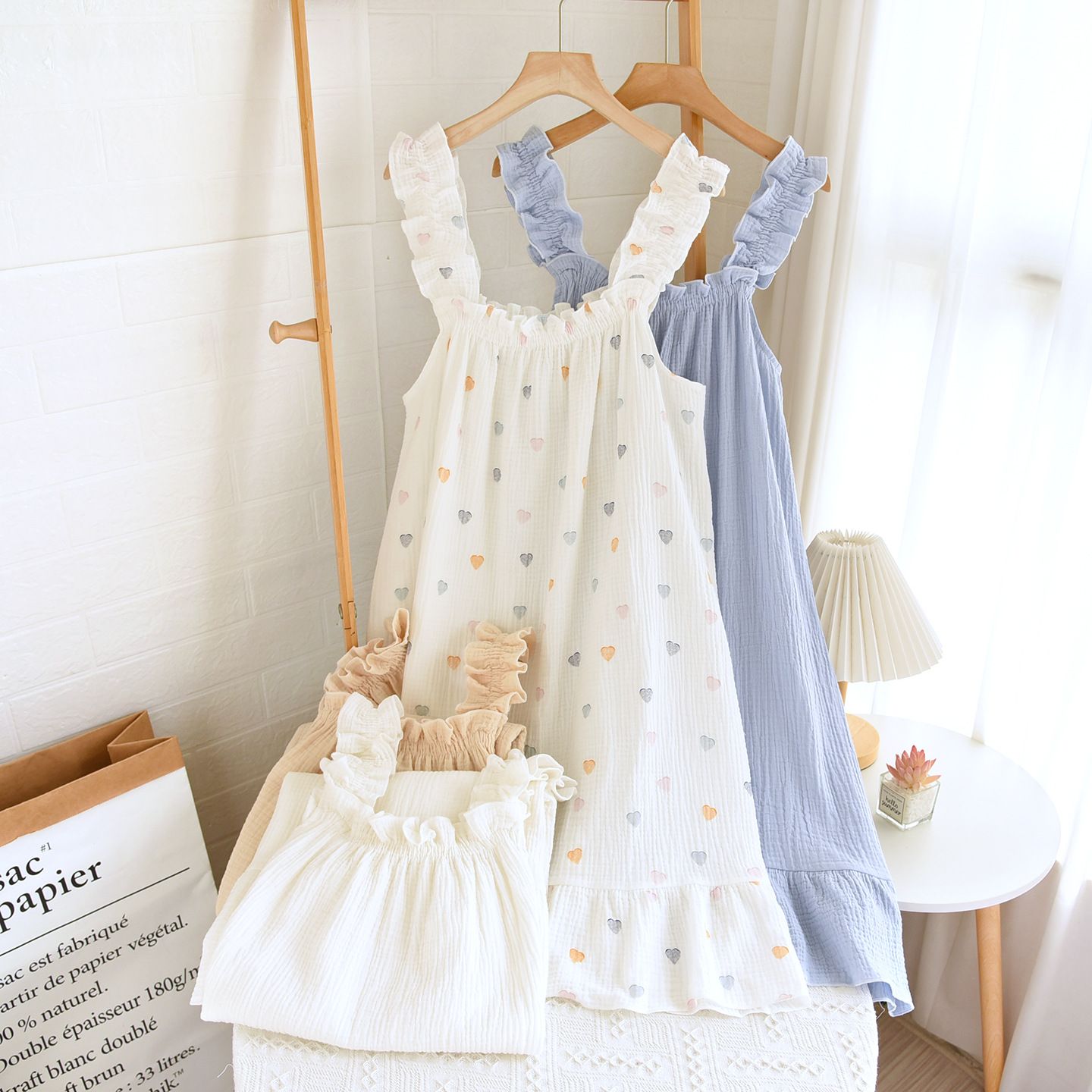Garmina Women Cotton Sling Nightdress Long Summer Khaki hanging skirt M view 3