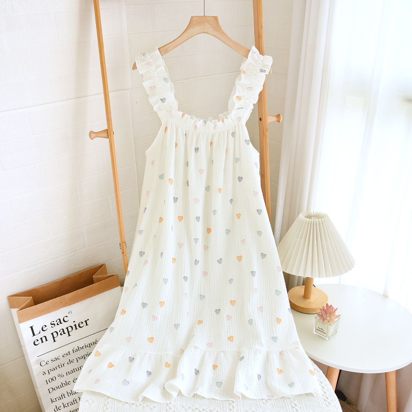 Garmina Women Cotton Sling Nightdress Long Summer Khaki hanging skirt M view 5