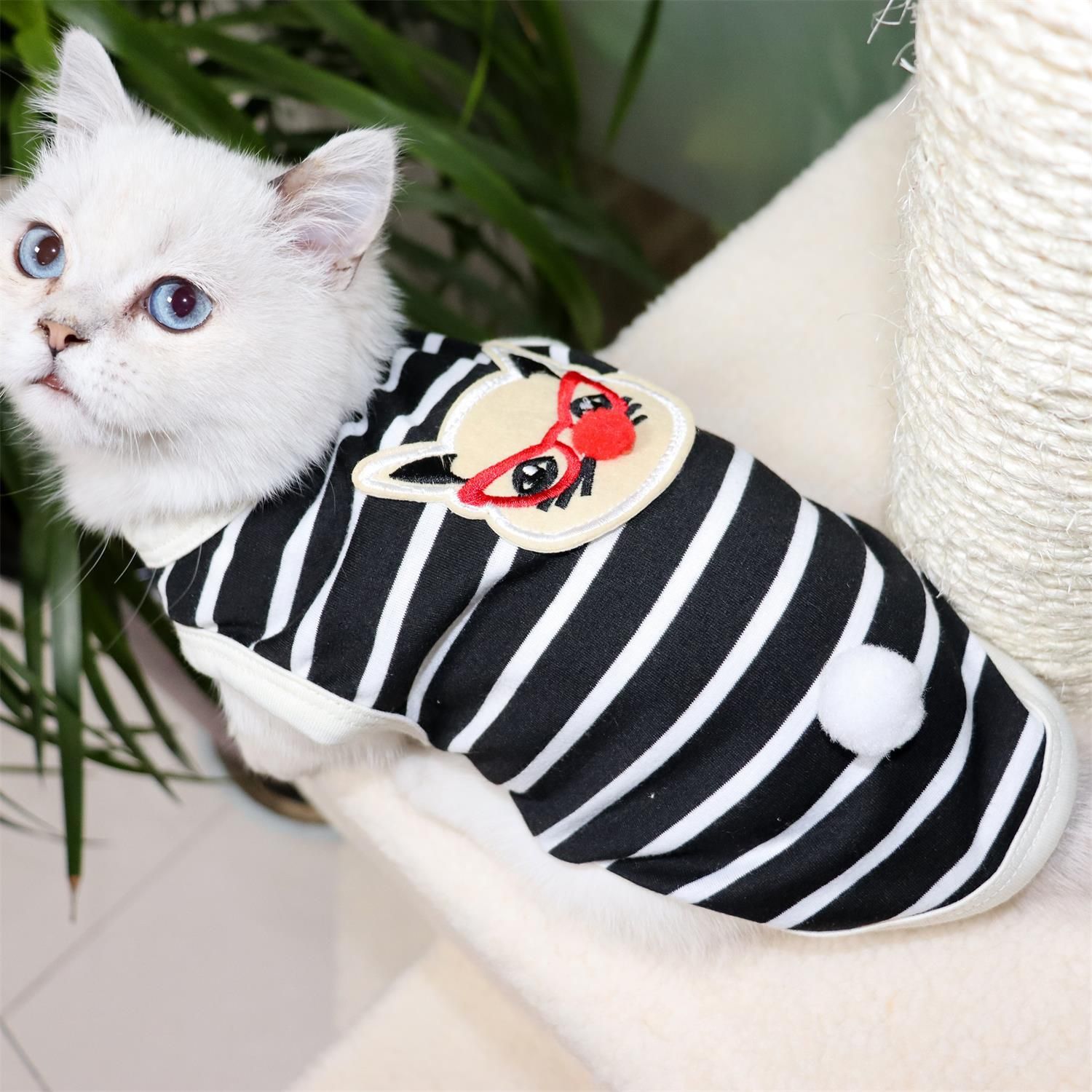 Pet Vest Dog Cat Clothing Striped Sun Protection Odd Pet Red XS view 2