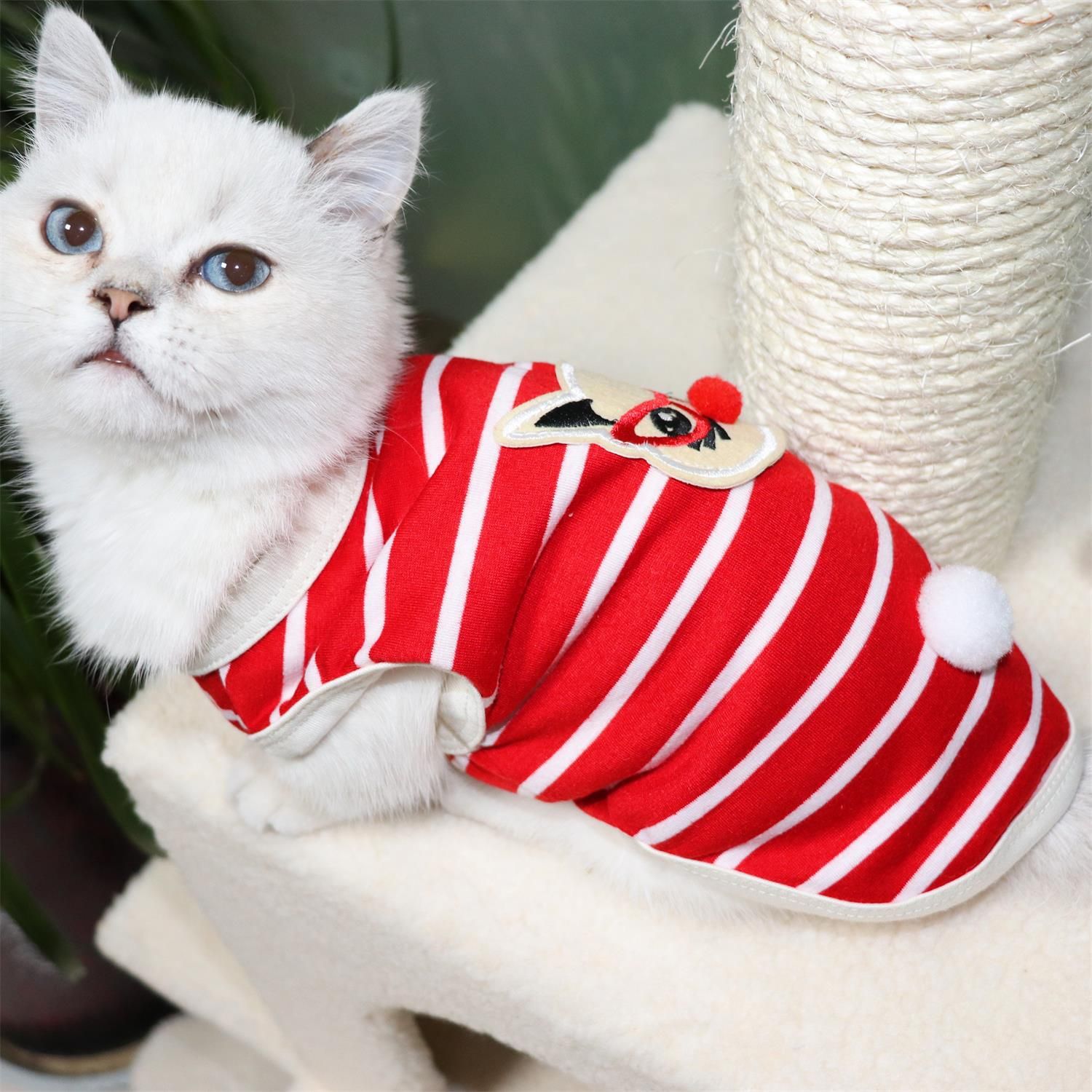Pet Vest Dog Cat Clothing Striped Sun Protection Odd Pet Black XS view 3