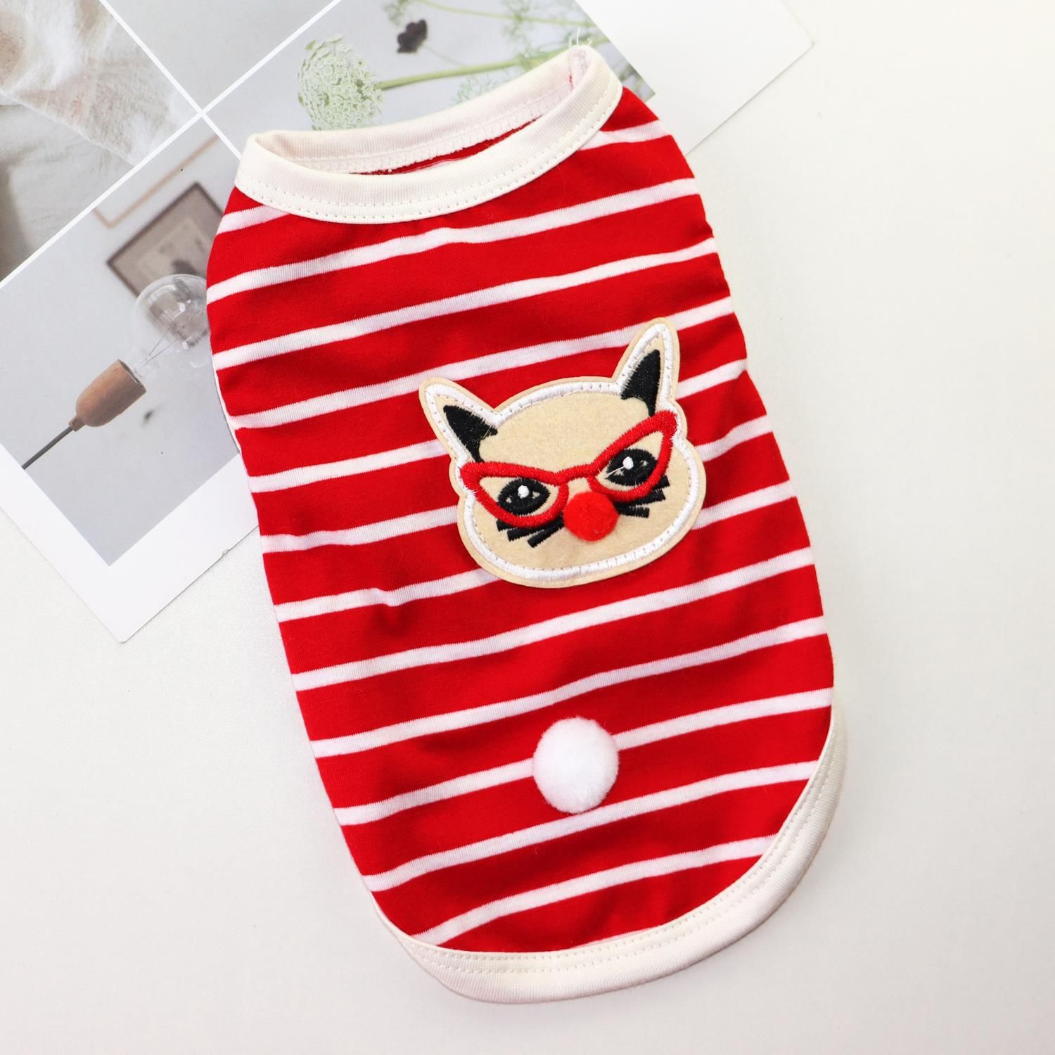 Pet Vest Dog Cat Clothing Striped Sun Protection Odd Pet Black view 5