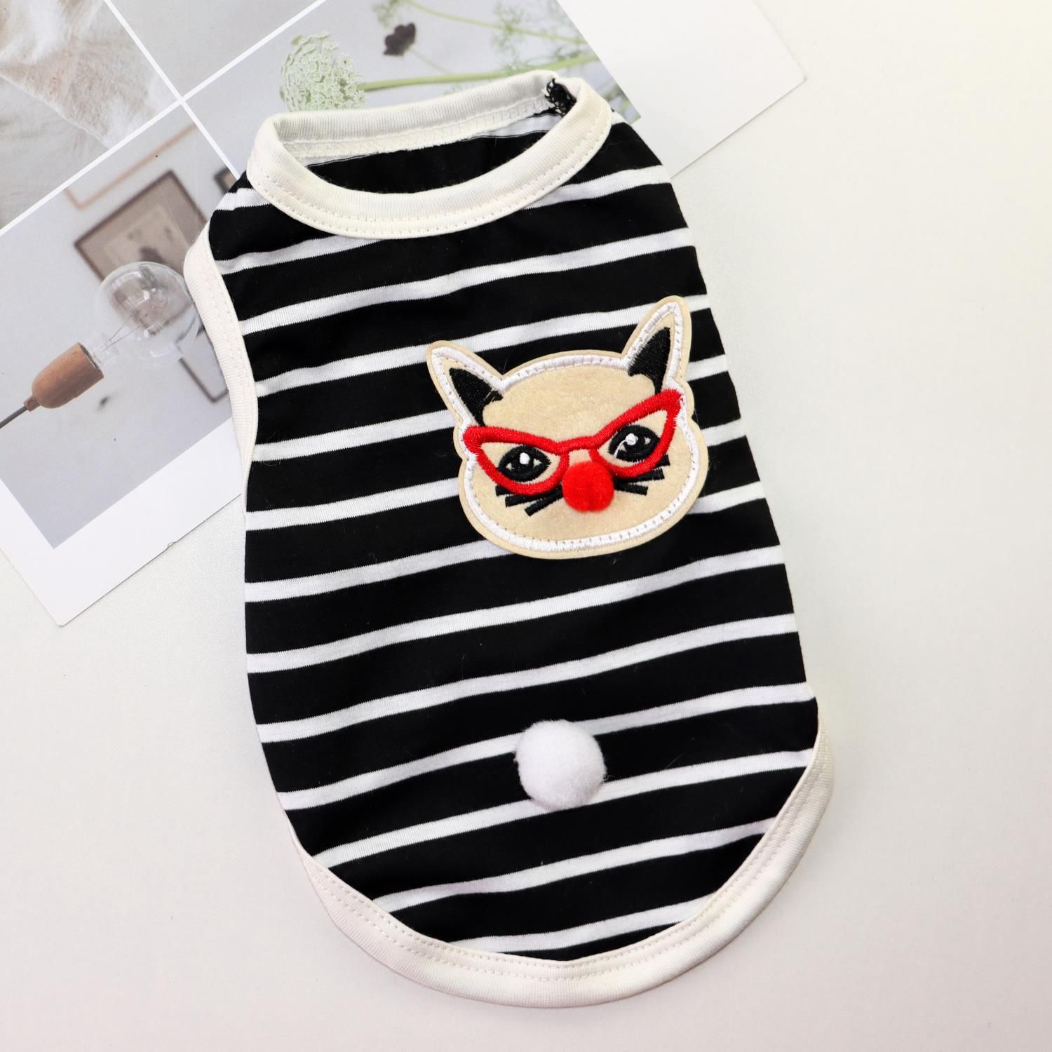 Pet Vest Dog Cat Clothing Striped Sun Protection Odd Pet Black view 6