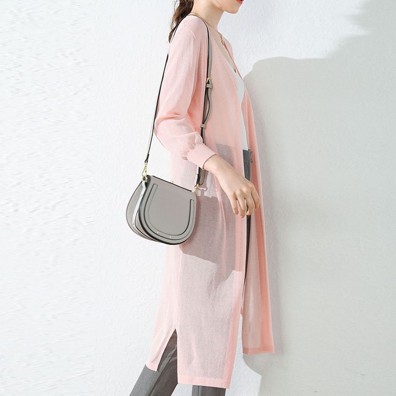 Women Linen Knitted Cardigan Yan He Velvet 2025 Summer Black Size: L view 4