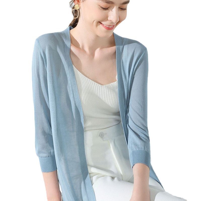 Women Linen Knitted Cardigan Yan He Velvet 2025 Summer Black XL Size: XL view 5