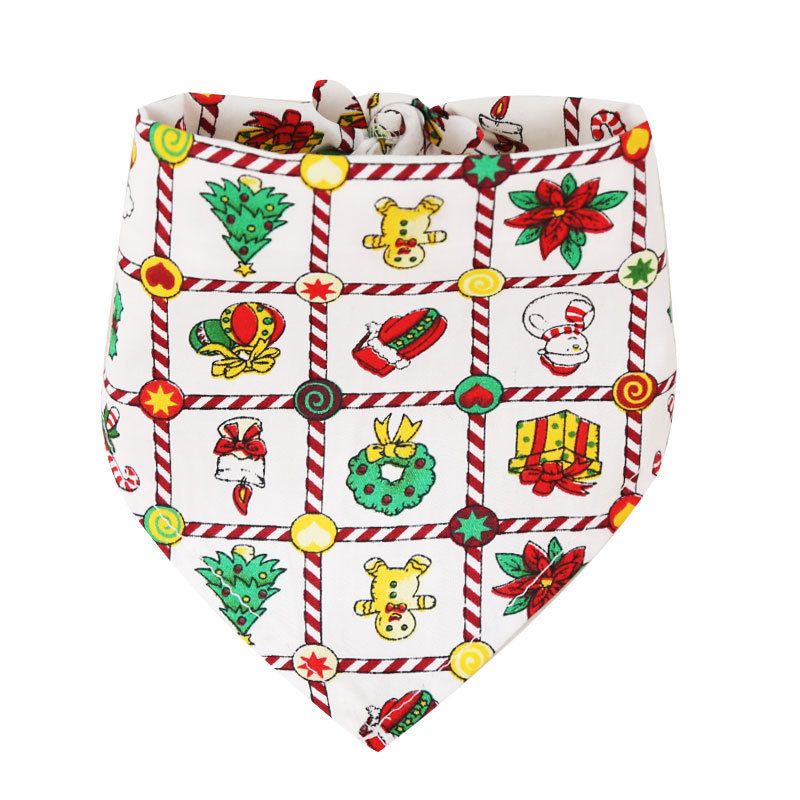 Dog Christmas Triangle Scarf Cotton Cartoon (Anhui hair) Christmas triangle