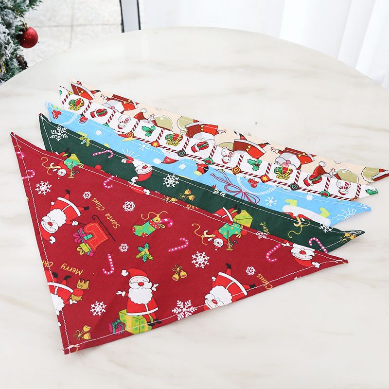 Dog Christmas Triangle Scarf Cotton Cartoon (Anhui hair) Christmas triangle view 4