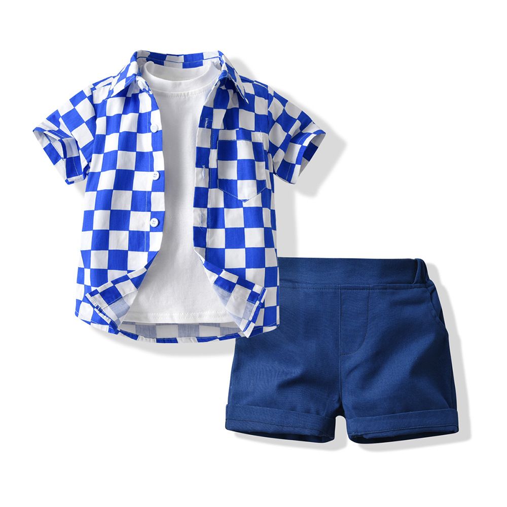 Top and Top Boys Plaid 3 Piece Set Cotton Green 70CM view 2