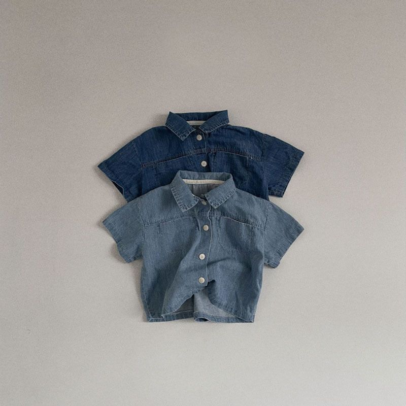 A-lebabay Infant Denim Shirt Shorts Set Summer Light blue 110cm view 2