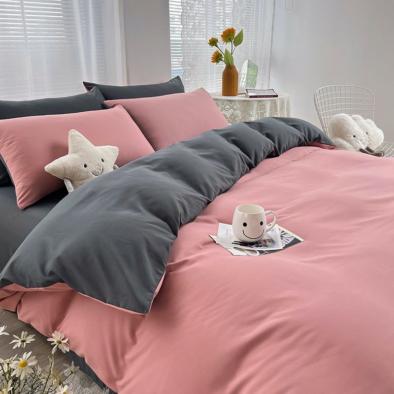 Qianjin Cotton Solid Color 4 Piece Bedding Set lotus root starch ash 0.9/1.2 m