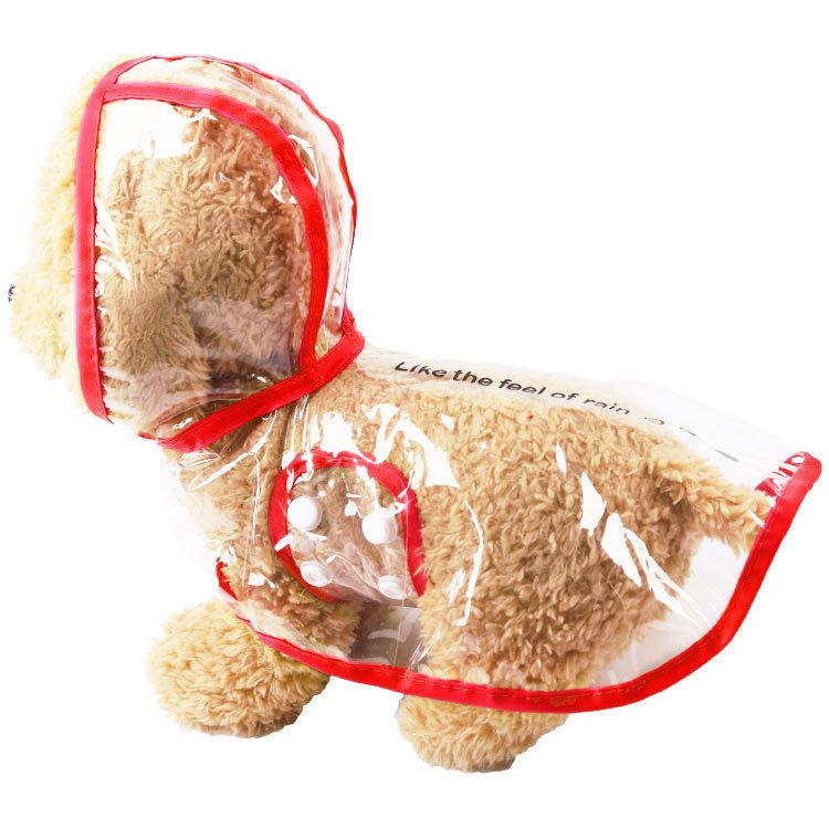 Shine Transparent Pet Raincoat PU Two Leg Style New soft material-red edge — image 1