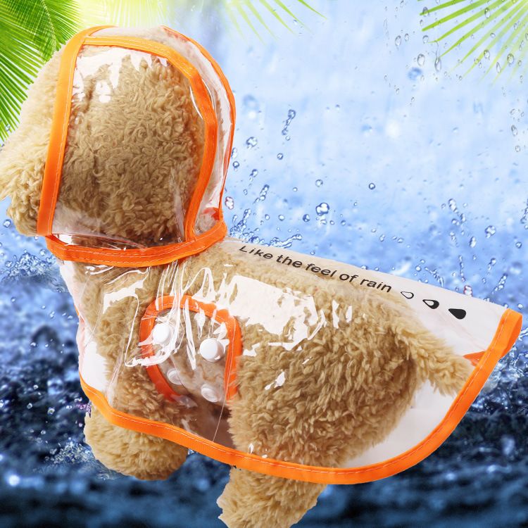 Shine Transparent Pet Raincoat PU Two Leg Style New soft material-orange edge view 3