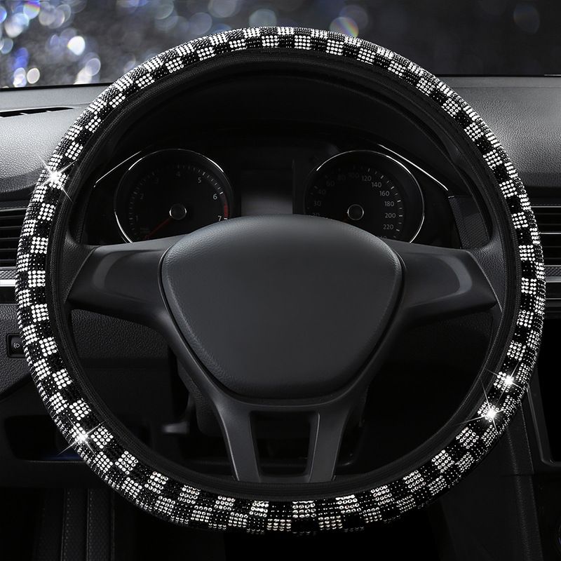 Steering Wheel Cover Lixiao 36cm Double Diamond Double Diamond White Diamond view 2