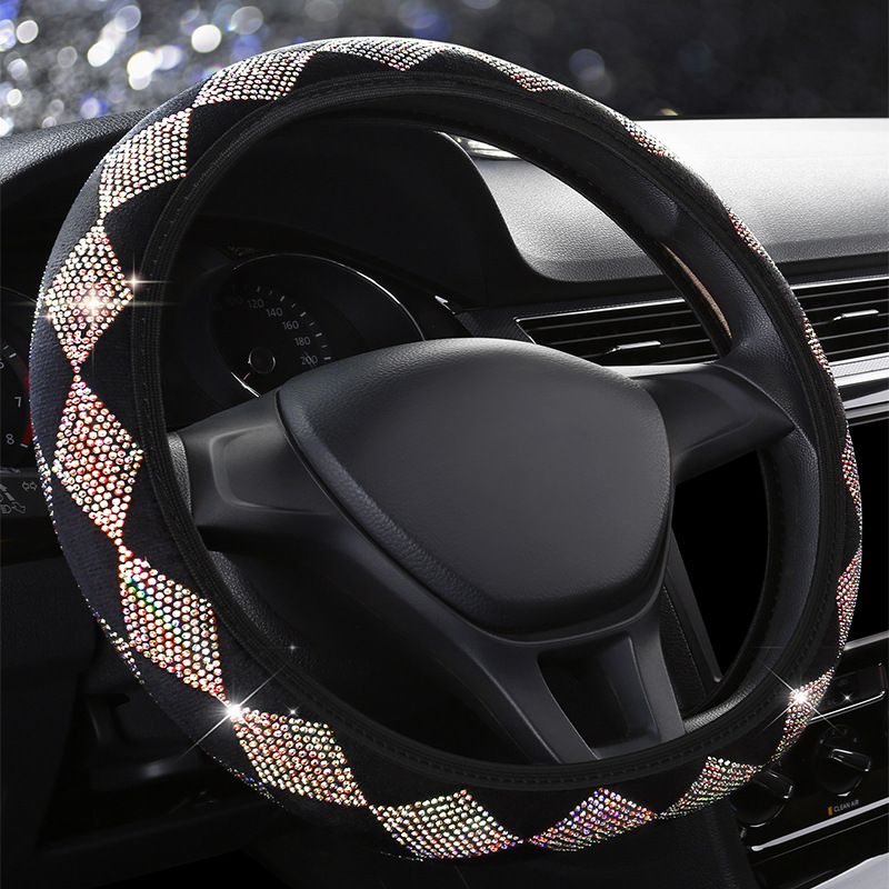Steering Wheel Cover Lixiao 36cm Double Diamond Double Diamond White Diamond view 3