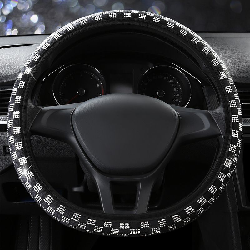 Steering Wheel Cover Lixiao 36cm Double Diamond Double Diamond White Diamond view 4