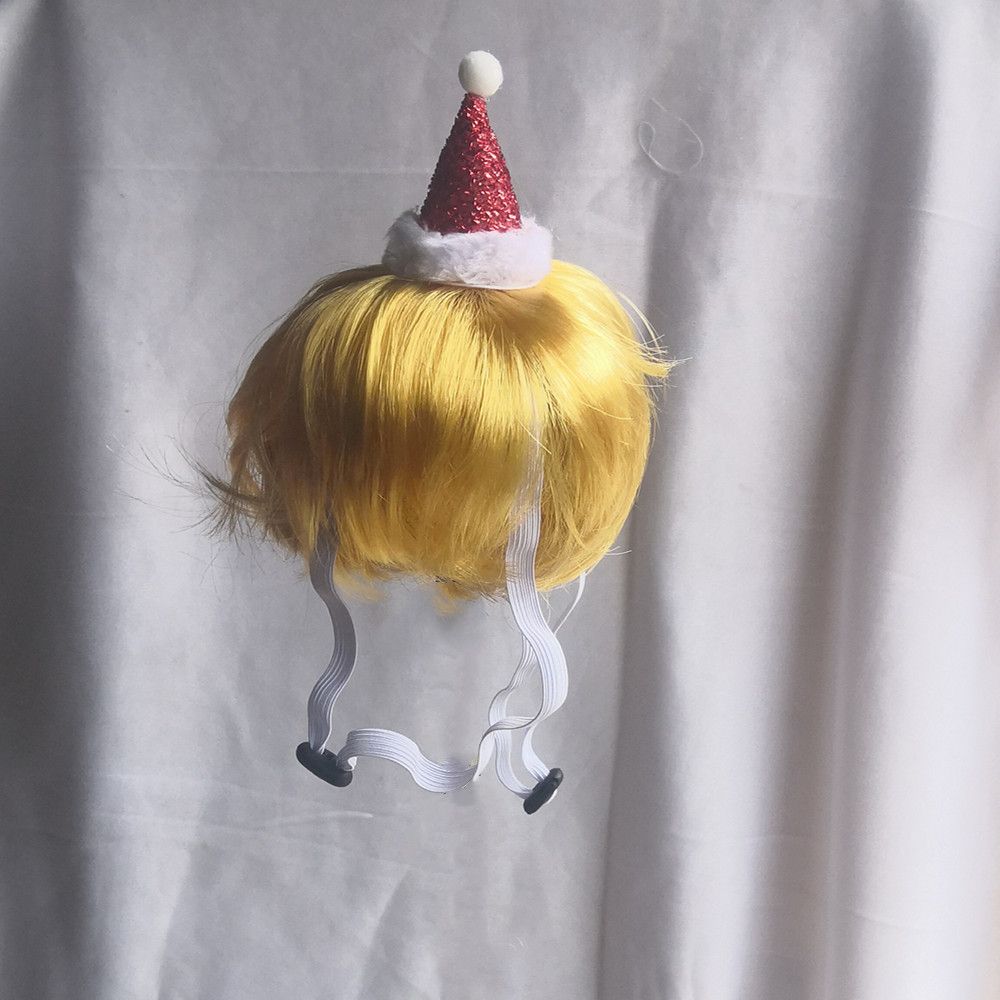 Pet Dog Cat Wig Hat Christmas Yellow Wool view 2