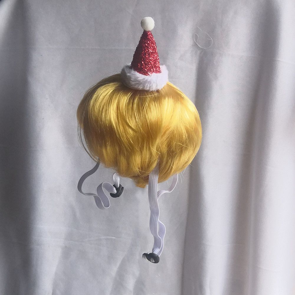 Pet Dog Cat Wig Hat Christmas Yellow Wool view 3
