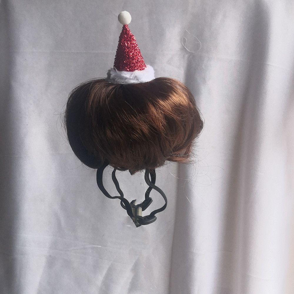 Pet Cat Dog Wig Brown Wool Fashion Hat view 3