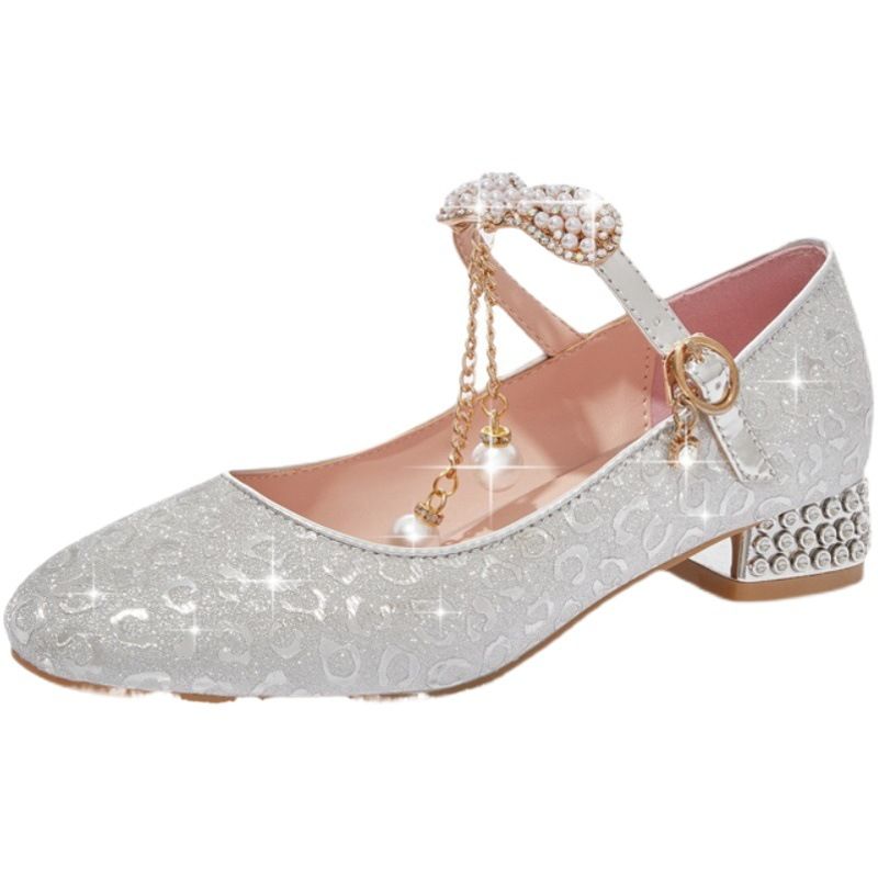 Girls Sequin Crystal Shoes Gold Silver Princess 28 inner length 19cm view 2