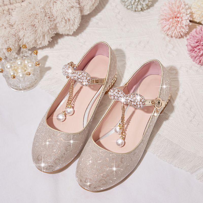 Girls Sequin Crystal Shoes Gold Silver Princess 34 inner length 22cm view 6