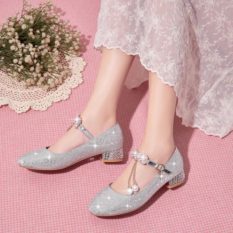Girls Sequin Crystal Shoes Gold Silver Princess 39 inner length 24.5cm view 4