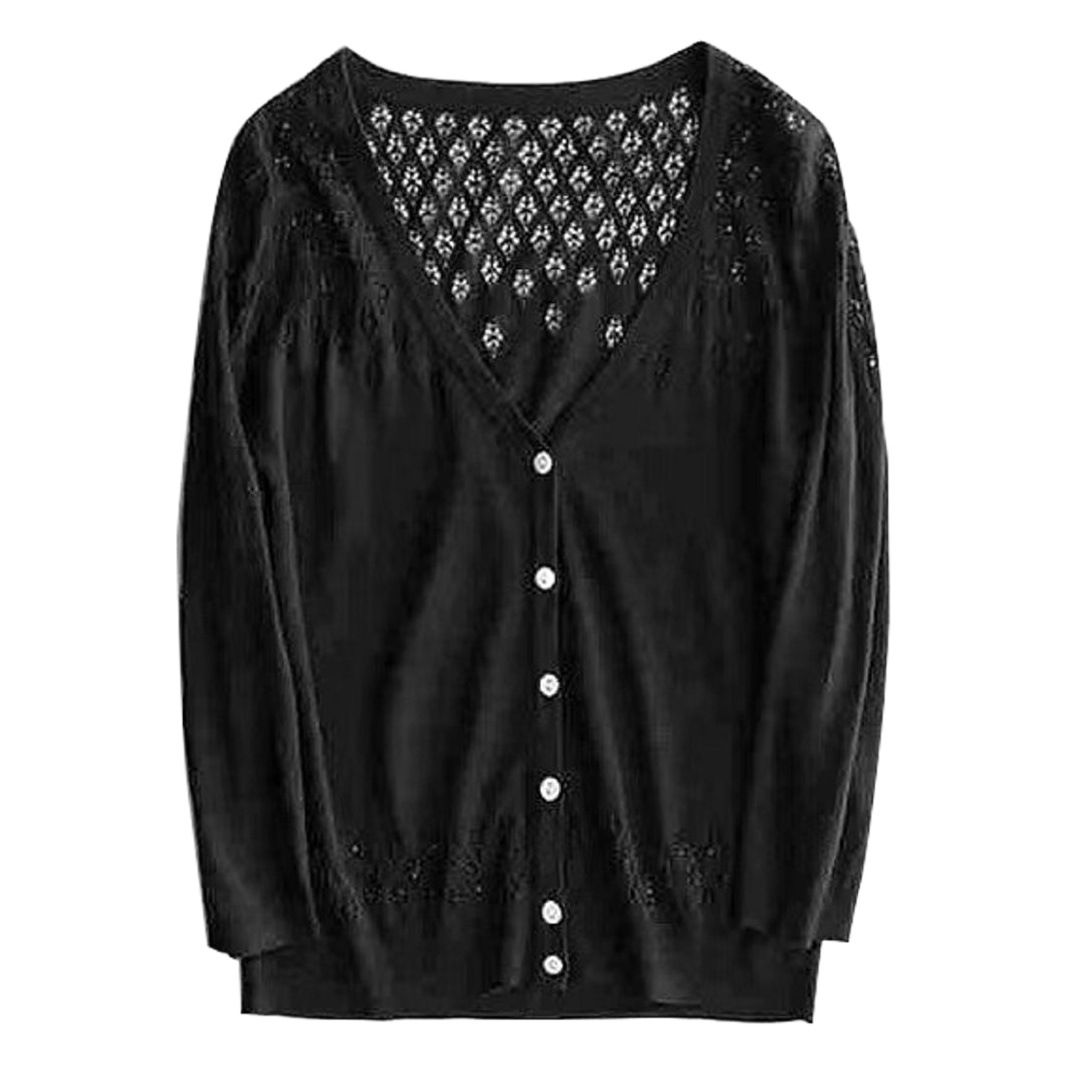 Muse Women V Neck Cardigan Thin Ice Silk White Size: S view 2