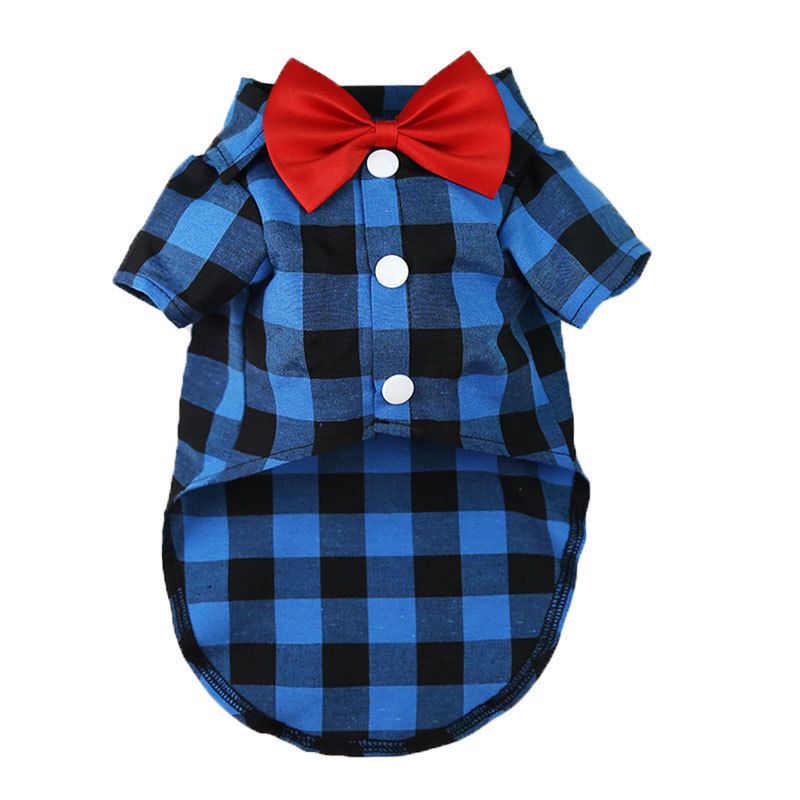 Shine Dog Plaid Shirt Suit Wedding Teddy Red and Black Plaid Tie Shirt XL bust view 7