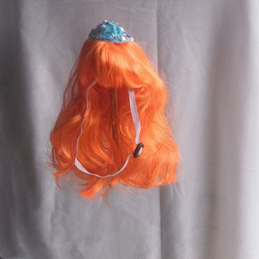 Pet Cat Dog Orange Wool Wig Hat view 2