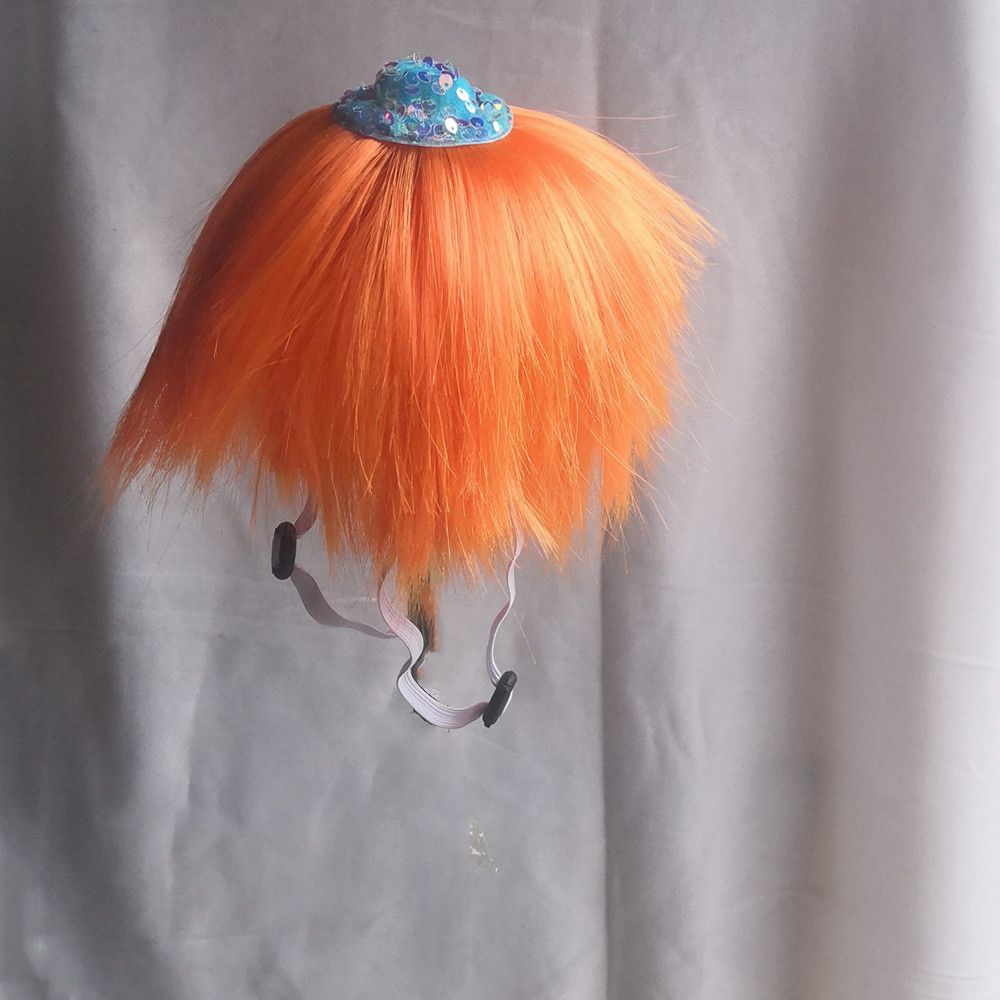 Pet Dog Cat Halloween Wig Orange Wool view 2